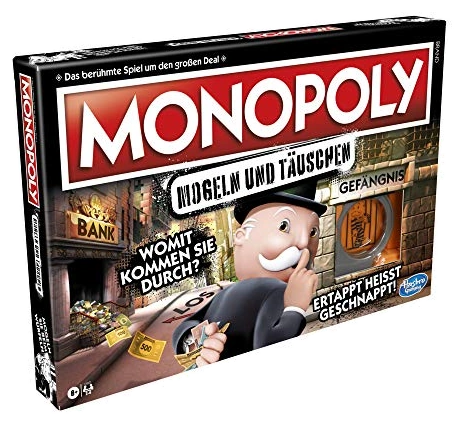 Alle Details zum Brettspiel Monopoly: Mogeln und Täuschen (ehemals "Mogeln und Mauscheln") und ähnlichen Spielen