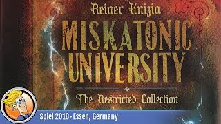 YouTube Review vom Spiel "Miskatonic University: The Restricted Collection" von BoardGameGeek